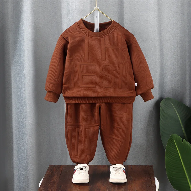 

Big Kids Sportswear Sets Cotton Warm Outfits Spring Autumn Tracksuits Suit Children Clothes Boys Girls Pullover Pants 2Pcs 1-14Y