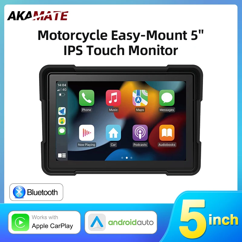 5Inch Motor Carplay Navigatie Android Auto Ips Scherm Motorfiets Draagbare Monitor Waterdichte Aux Bluetooth Sd Kaart