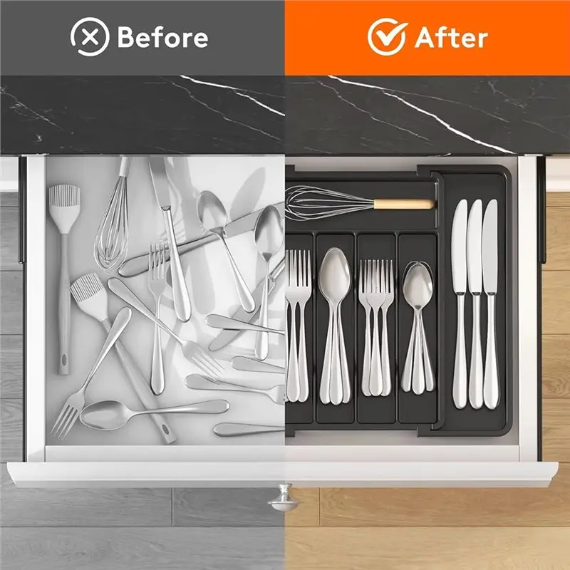 Expandable Kitchen Drawer Organizer(2Pcs) For Utensils, Cutlery-Silverware Storage Solution-N37R