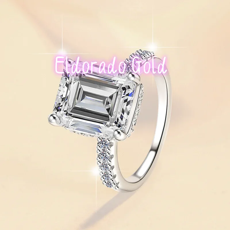 

Eldorado Gold Eldorado Gold Women's Emerald-Cut Moissanite Exaggerated Irregular Ring 5/10CT Diamond-Like Sparkle Unique Design