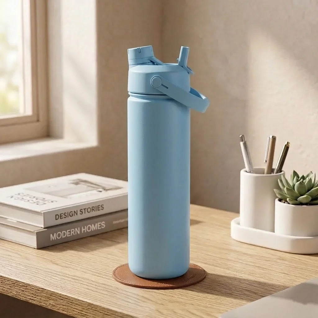 Portable Stainless Steel Sports Water Bottle 550ml Vacuum Insulated Travel Car Outdoor Cycling Straw Thermos Flask Water Cup