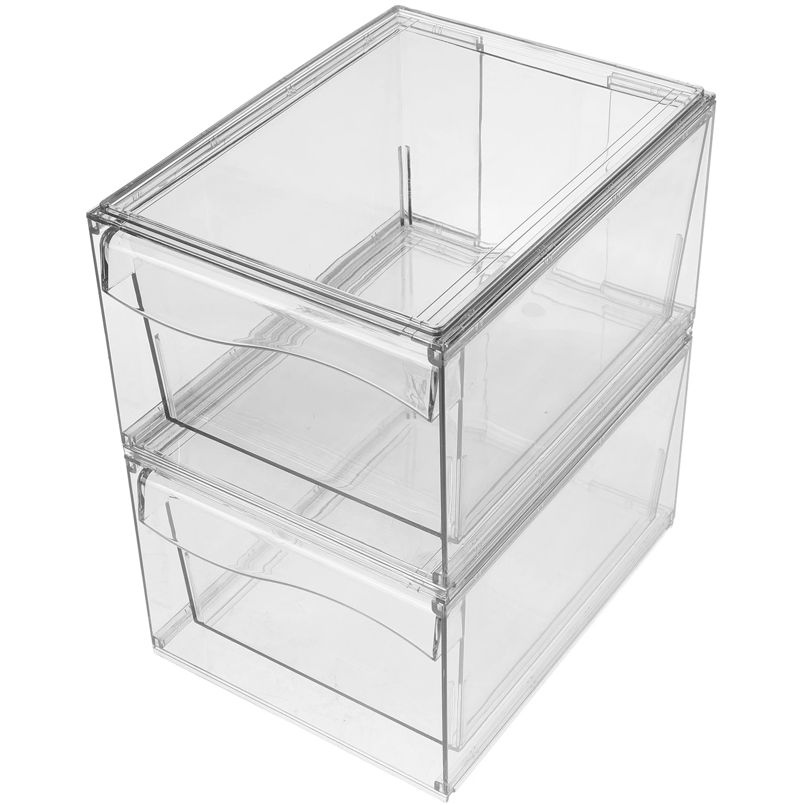 2pcs Clear Stackable Acrylic Storage Drawers Organizer Box Desktop Makeup Stationery Holder Multifunctional
