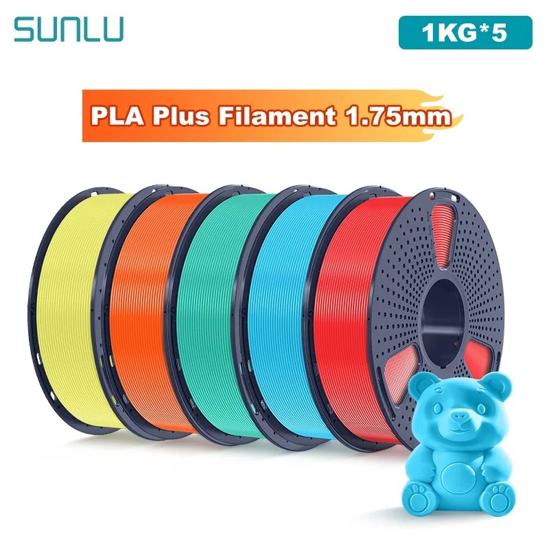 

SUNLU 5 кг PLA Plus/прозрачная нить для 3D-принтера, катушка 1,75 мм, 1000 г (2,2 фунта), аккуратно розташоваемая нить без узла, подходит для большинства принтеров FDM