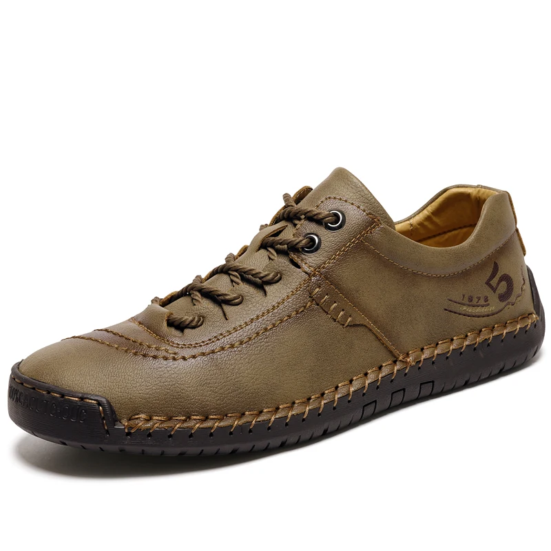 

Men's large-sized lace-up casual sports shoes, hand-sewn genuine leather shoes, elderly walking shoes, large-sized 48