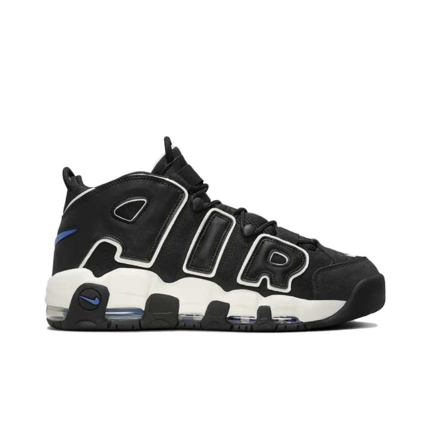 Nike Air More Uptempo Retro Mid top Basketball Shoes Comfortable and versatile Men's and Women's black and white color scheme