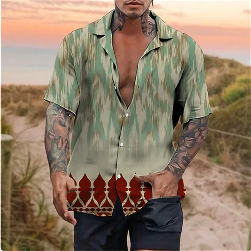 Camisa havaiana masculina com estampa de flores 3D, gráfico folha, amarelo claro, manga curta, roupas de cardigã, praia tropical, 3DT, XS-5XL, novo