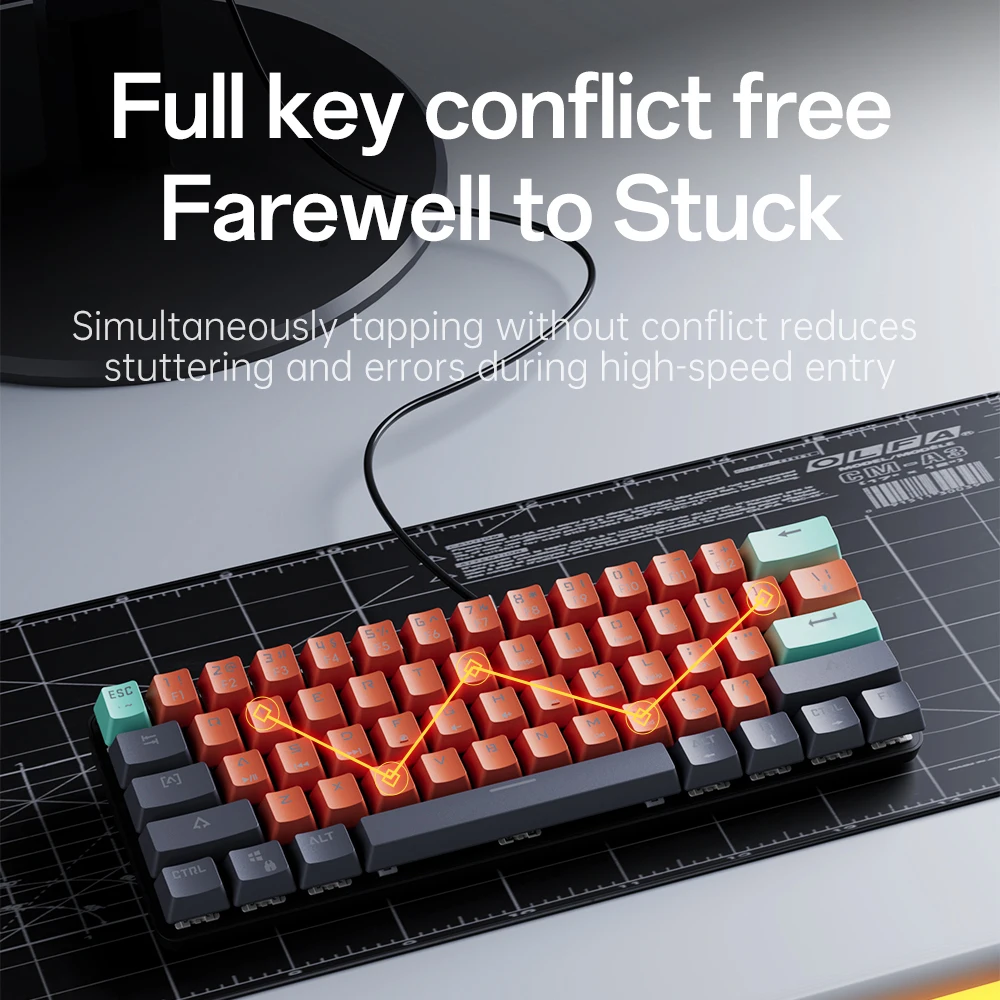 MUCAI MKA610 USB Mini Esports Mechanical Wired Keyboard Red Axis LED Light Effect Gaming PC Laptop Removable Cable