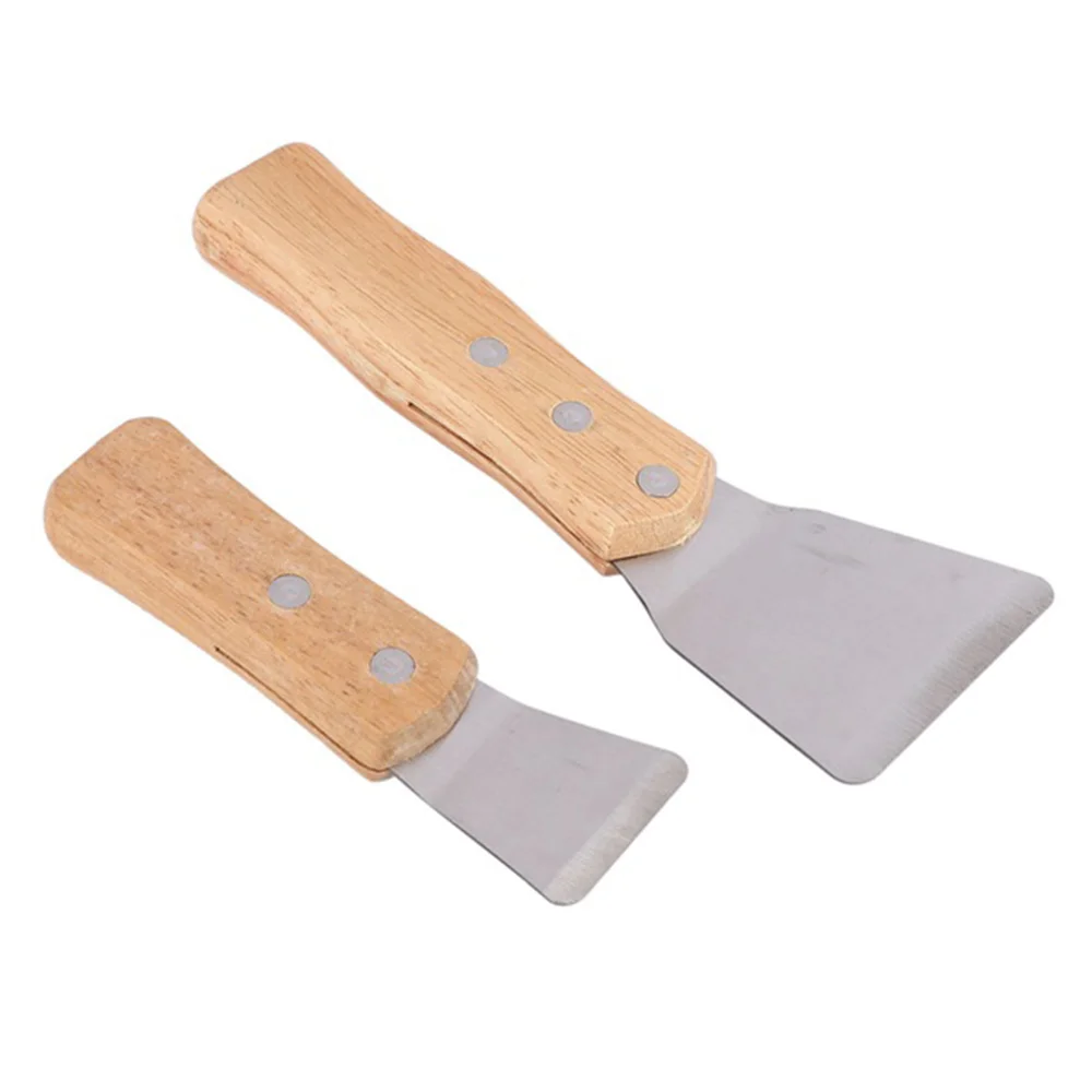 1Pcs Ceiling Install Spatula Scoop with Wooden Handle Stretch Ceiling Film Shovel Accessories for Welding Harpoon, Large Vogue