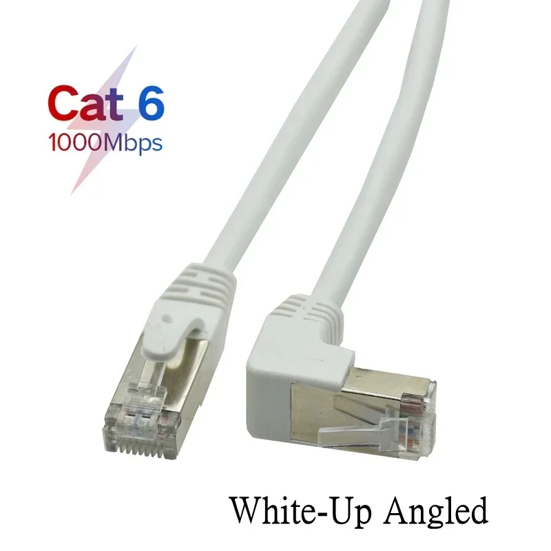 Cat6 Down Angled 1000 mbps network cable 90 degrees Network shielded TV router network cable White 0.3M-1M