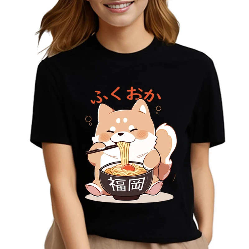 Shiba Inu t shirt donna giapponese top tee girl harajuku anime cartoon dog magliette donna estate o-collo manica corta abbigliamento