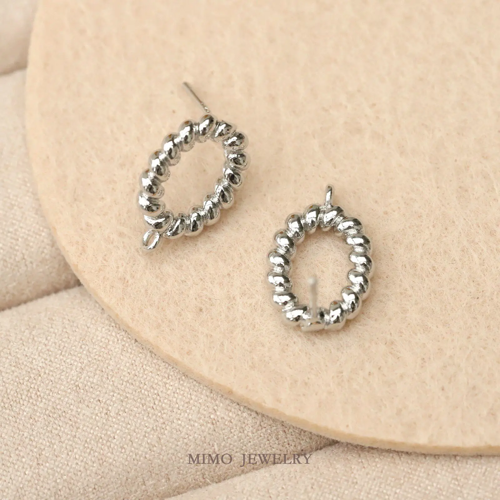 

Gold Plated Copper Earrings Base Threaded Oval Ring 925 Silver Needle Ear Clips Ear Stud Settings DIY Jewelry Making Supplies