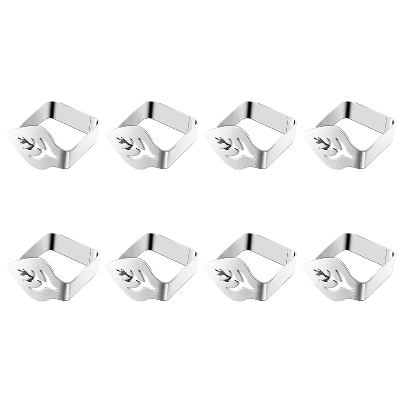 ABDE-8 шт. серебряный зажим для скатерти из нержавеющей стали, креативный зажим для крепления стола в форме листа, утолщенная нескользящая вешалка для скатерти