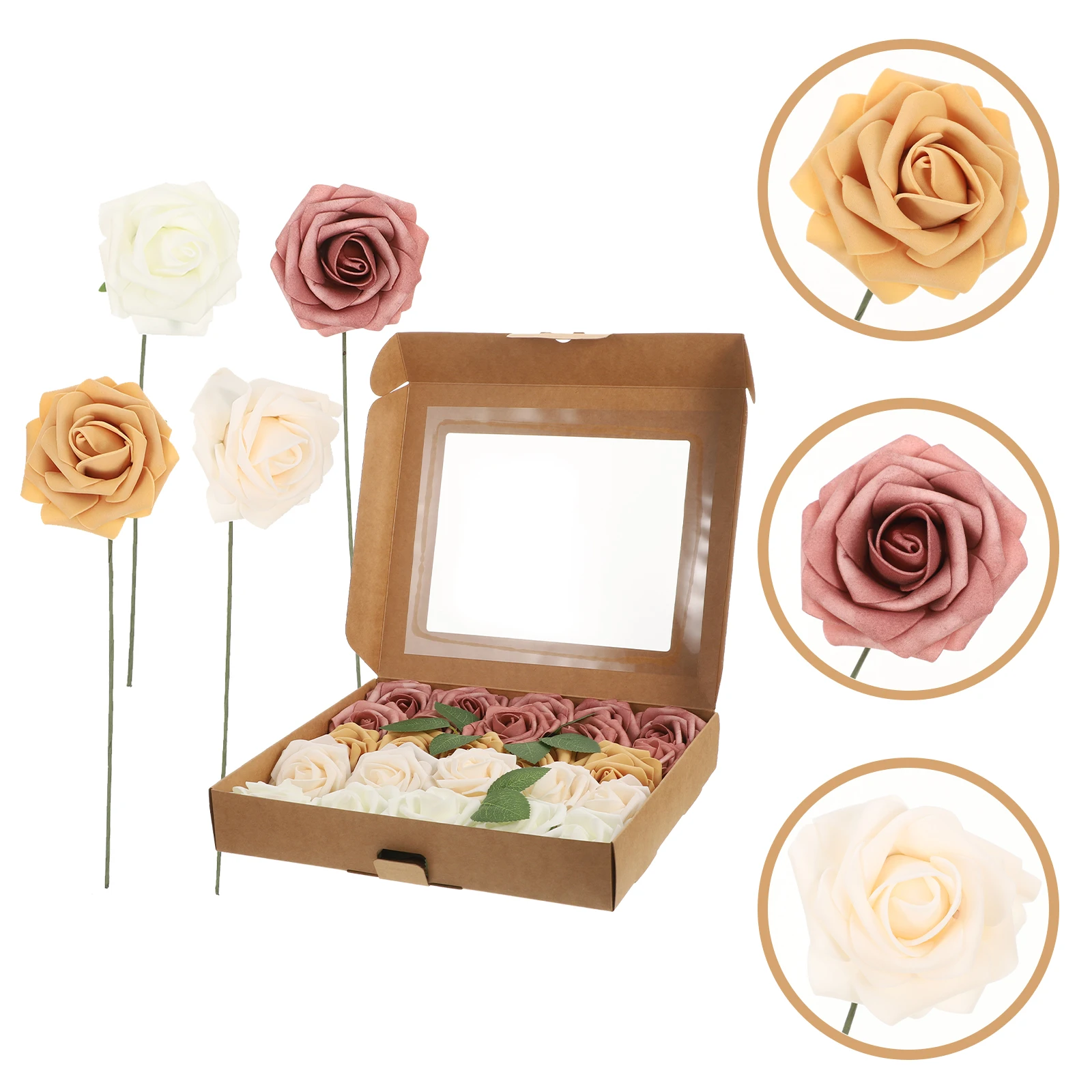 

Artificial Flowers Decor Box PE Foam Plastic Iron Wire Bride Bouquet Bridesmaid Wrist Flower Corsage Bedroom Bathroom Table