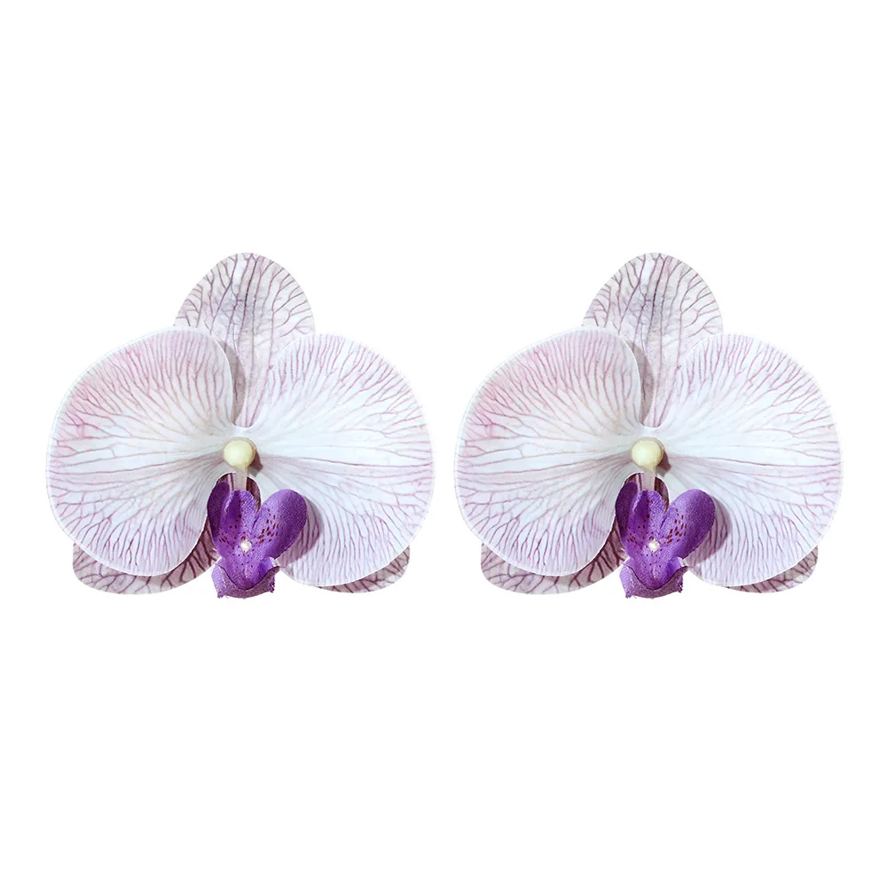 ZA Simulated Phalaenopsis Flower Earrings for Women Pastoral Fashion Plastic Flower Stud Earrings Wedding Jewelry