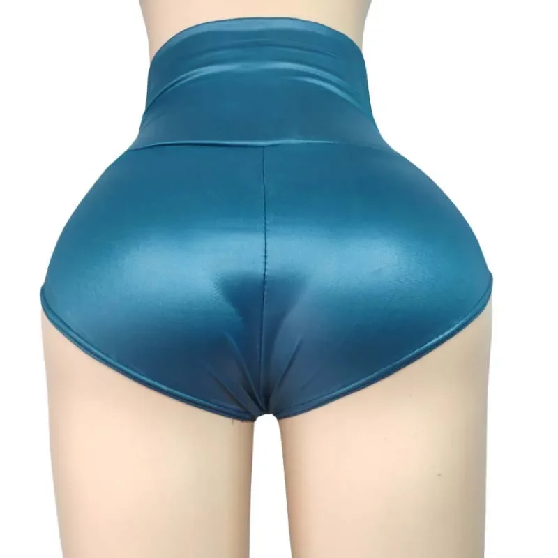 مثير المرأة السراويل مرونة عالية الخصر Wetlook فو بولي Leather الجلود سراويل قصيرة اللاتكس الساخن القوطي السراويل القطب الرقص كلوبوير السراويل الصغيرة #4