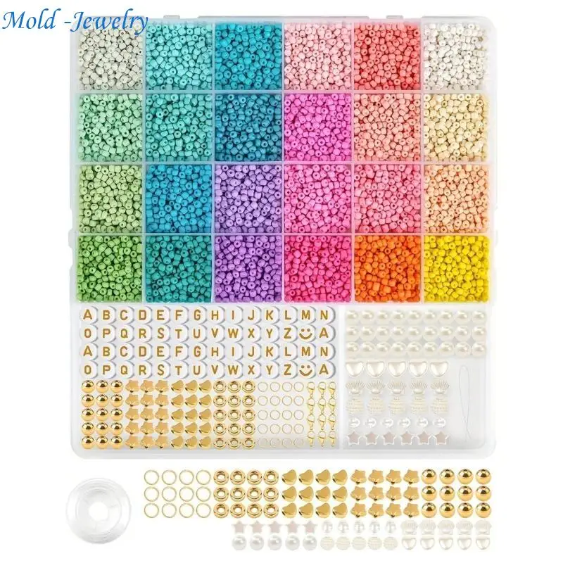 

69HB Seed Beads for Bracelet Keychain Jewelry Making Round Beads with Jump Rings