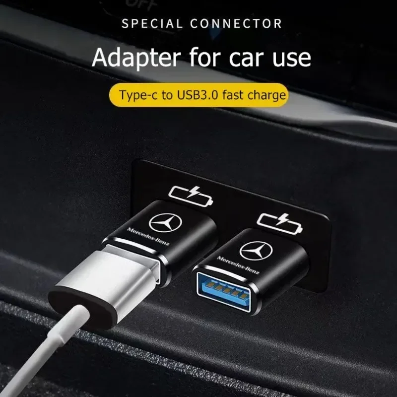 Car Type-C To USB 3.0 Interface Mini Converter Charging Adapter for Mercedes Benz B/C/E/S Class A Class C200L GLC GLK CLA