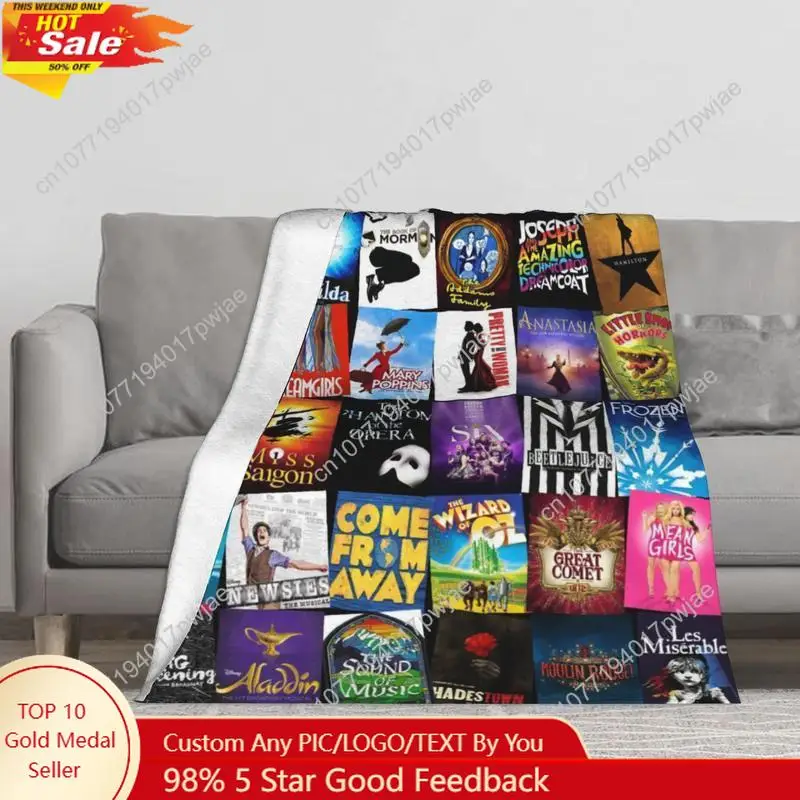 

Broadway Musical Theater FanThrow Blanket Soft Flannel All-Season Blanket for Bed Sofa Camping Christmas Birthday New Year Hallo