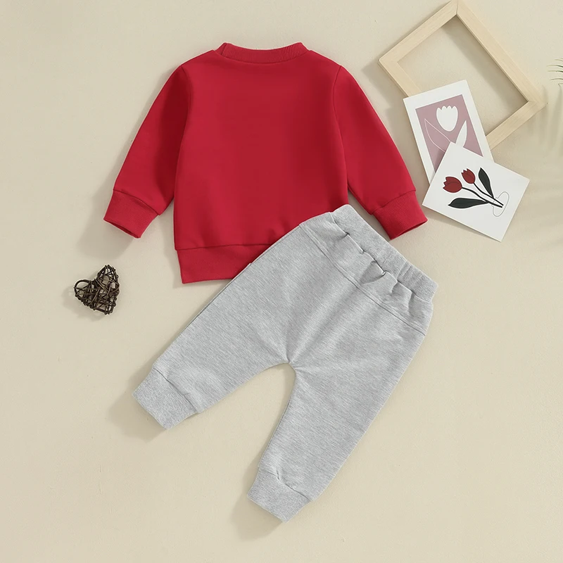 

Toddler Boys Valentine s Day Outfits Heart Letter Print Long Sleeve Sweatshirts and Long Pants 2Pcs Clothes Set