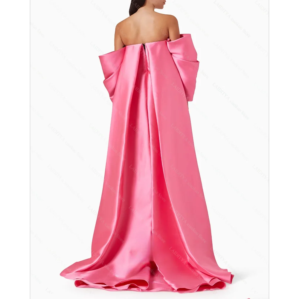 Moda sem alças vestidos de noite chique plissado fora do ombro em linha reta vestidos de baile comprimento do tornozelo varredura trem vestidos de festa