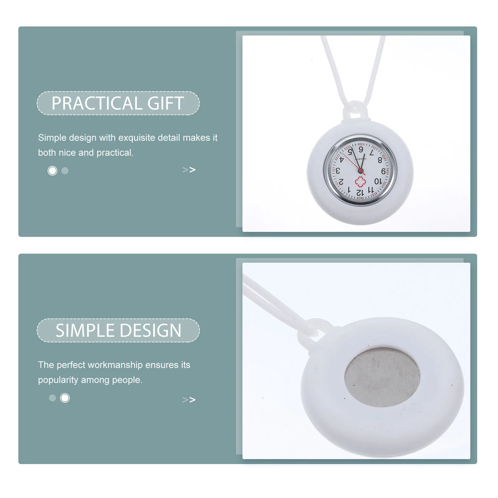 

1pc Silicone Hanging Watch White Round Portable Nurse Pocket Timepiece Medical Staff Lightweight Durable Nursing Assistant Tool