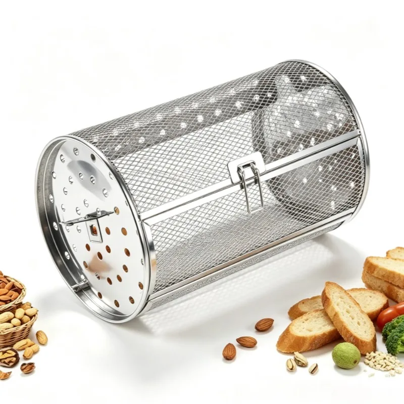 Rotisserie Oven Basket Grill Roaster Drum Stainless Steel Roast Baking Rotary Coffee Beans Nuts Peanut BBQ,Kitchen Baking Tools
