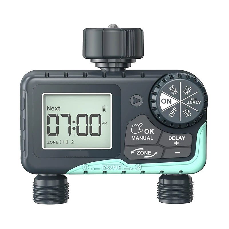 Water Timer for Garden Hose 2 Zone Sprinkler Timer with Rain Delay Manual Watering Automatic Irrigation Controller System