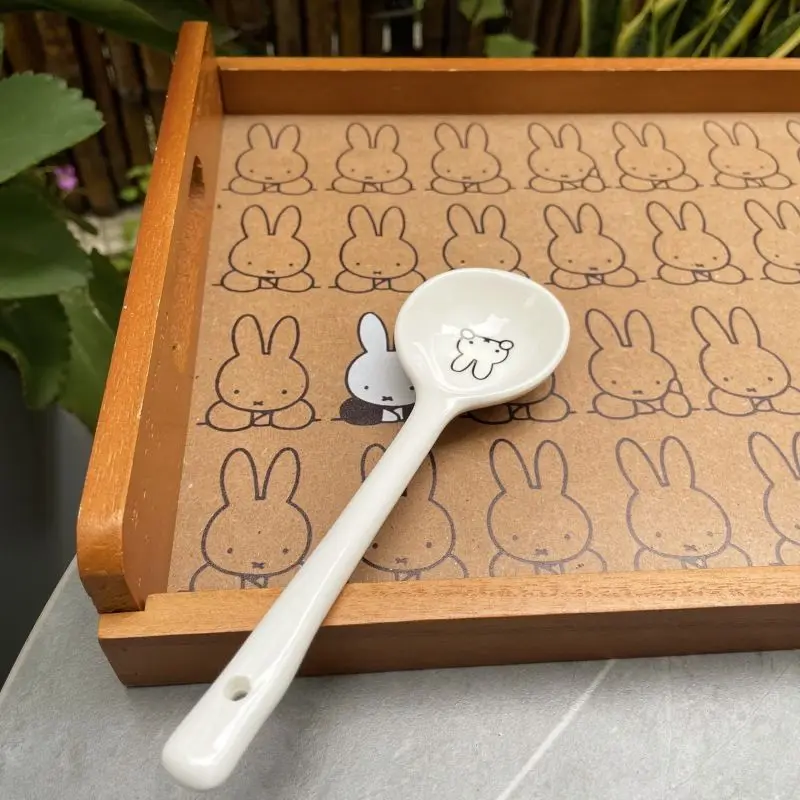 

New Kawaii Miffy Rabbit Anime Soup Spoon Ceramic Spoon Children's Cute Y2K Rice Spoon Salad Bowl Cartoon Bowl Gifts for Kids