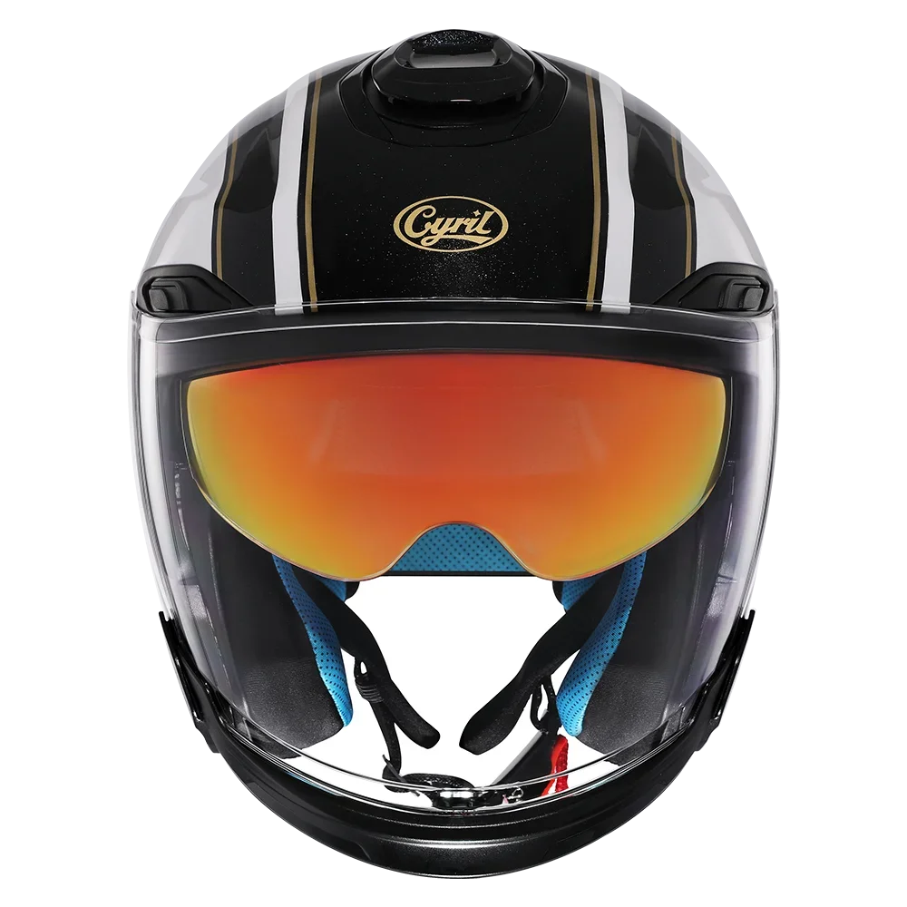 Open Face Motorcycle Helmets Double Visor and Washable Lining Dot Approved CYRIL R18 Helmets Motorcycle for Men and Women