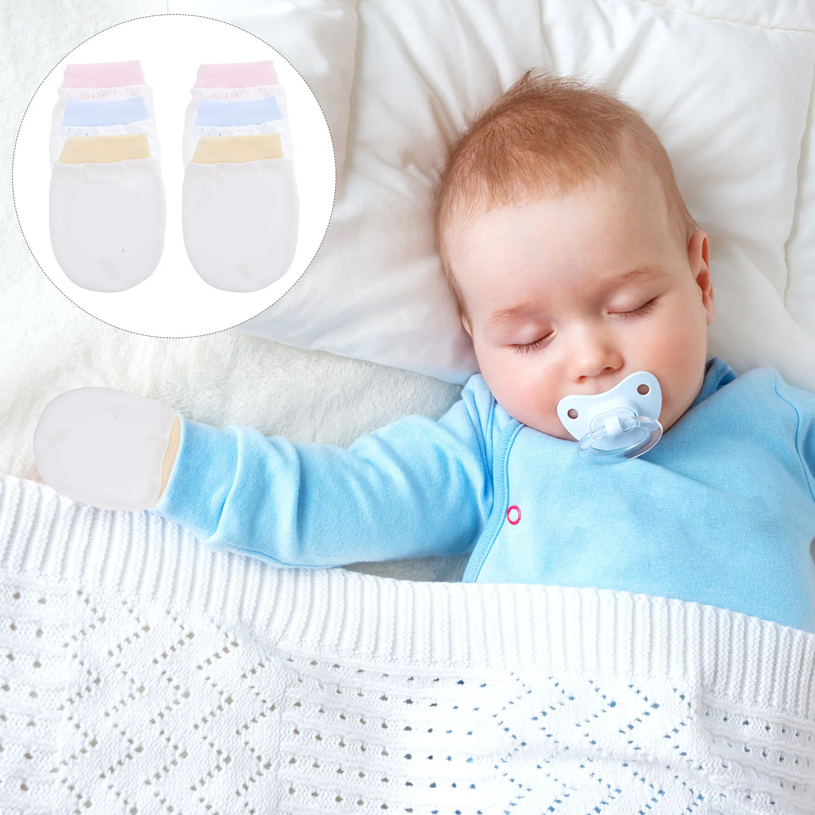 

3 Pairs Baby Gloves Mittens Ice Silk Newborn Protective Anti Scratch Hand Covers Soft Breathable Elastic Adjustable Size