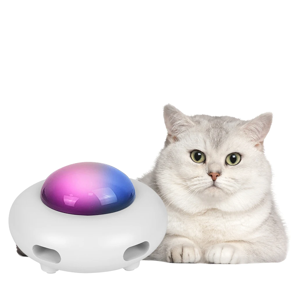 Cat Entertainment Toys Pet Supplies Automatic UFO Pet Turntable Catching Interactive Replaceable Feather Electric Cat Toy