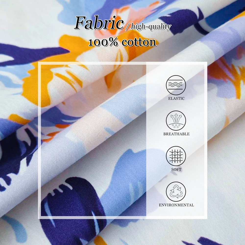 Scrubs Medizinische Uniformen für Damen, 100 % Baumwolle, Blumendruck, kurzärmeliges Oberteil, gerade Hosen, Set, Krankenschwester, Arzt, Arbeitskleidung, Spa-Uniform