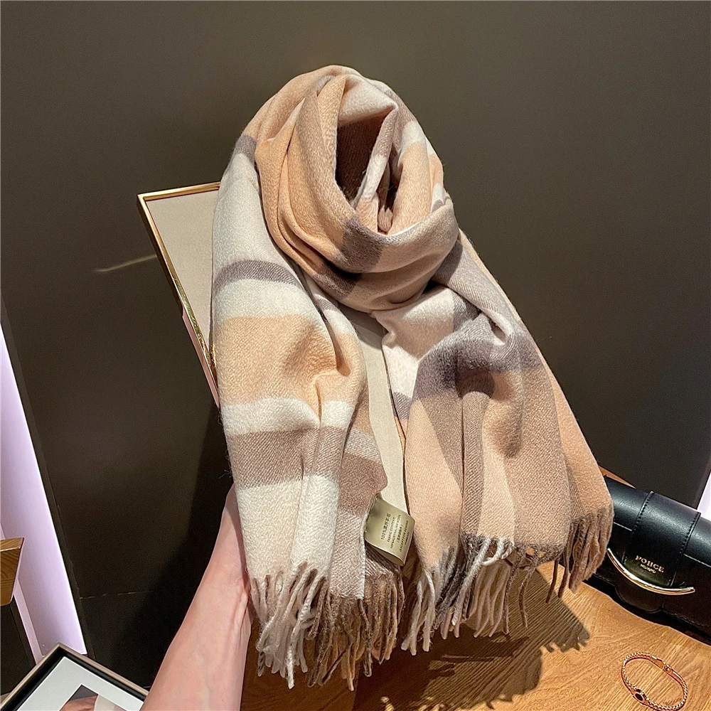 Enlarged version of pure wool British plaid unisex scarf winter warm scarf shawl