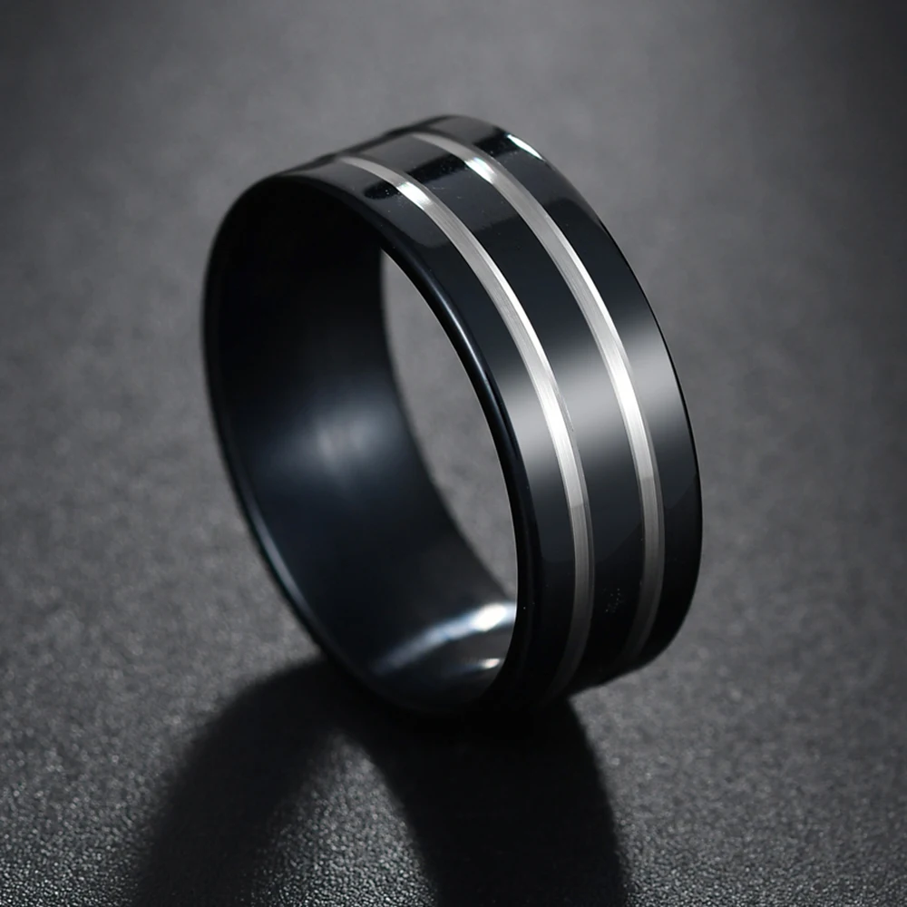 Punk Trendy New Black Color Ring Men\'s Jewelry Wedding Bands Classic Boyfriend Annivesary Gift Wholesale