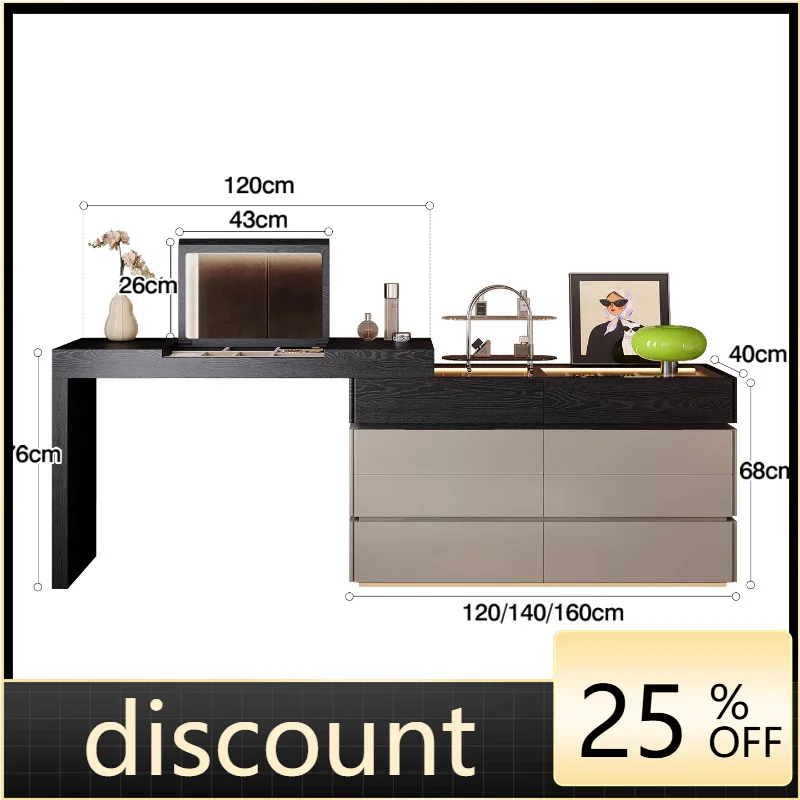 

LMM chest integrated bedroom simple bedside solid wood storage cabinet corner makeup table