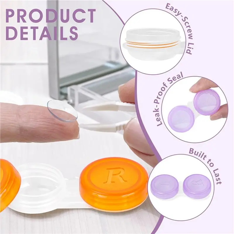 TEXU 300 Pack Contact Lens Cases, Contact Cases Bulk In 6 Colors, Cute Contact Lenses Case Leak-Proof, Eye Contact Case