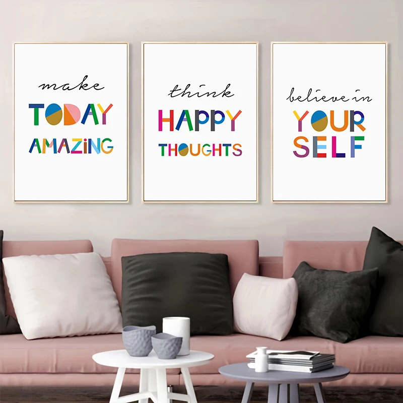 Simple Colorful Inspirational Words Canvas Print Modern Cute Wall Decorative Poster for Kidsroom Bedroom Home Art Decor Picture
