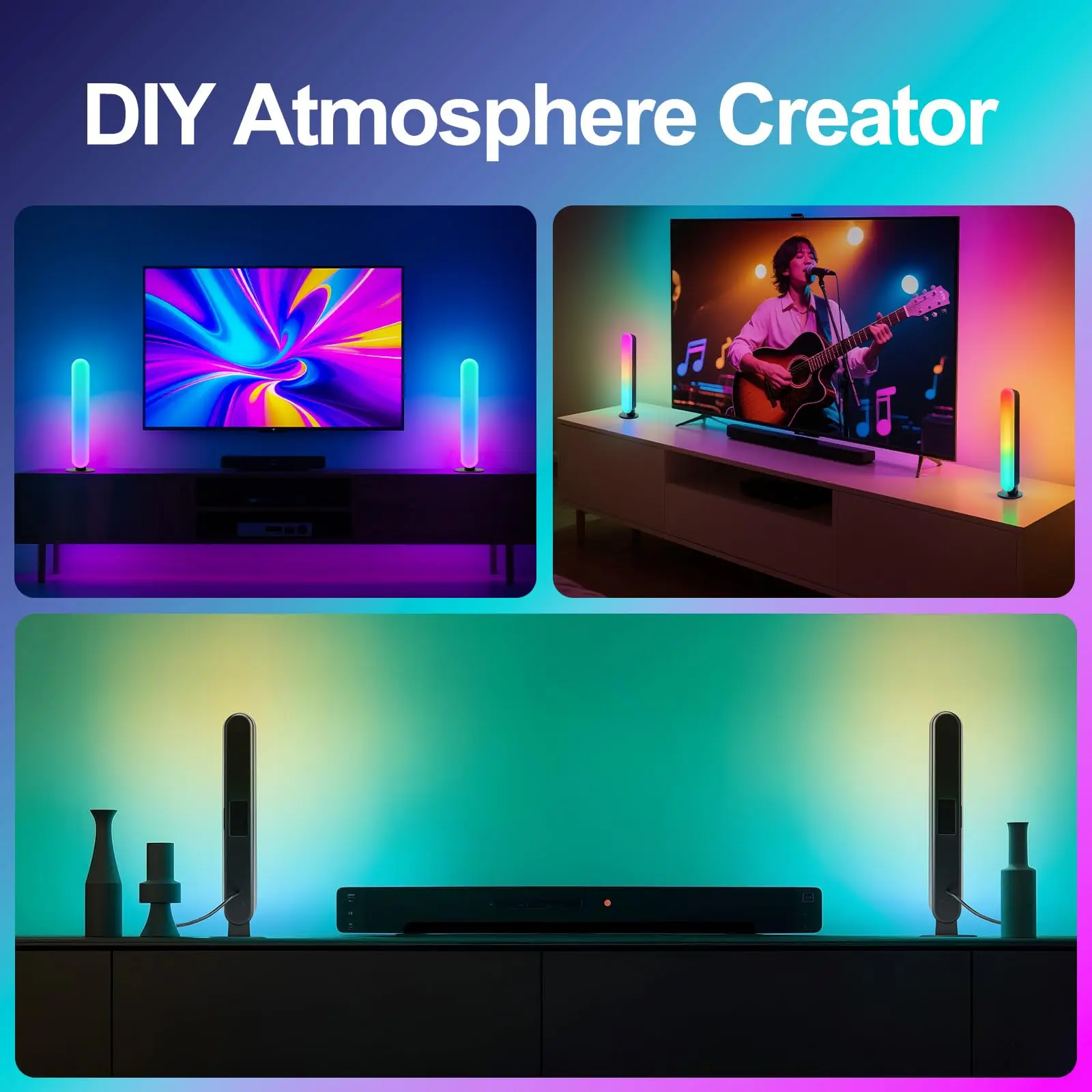 RGB Rhythm Light Smart Light Bars Gaming LED Lights DIY Color Adjustments Remote Control USB Pickup Light Desktop RGB Light Bar