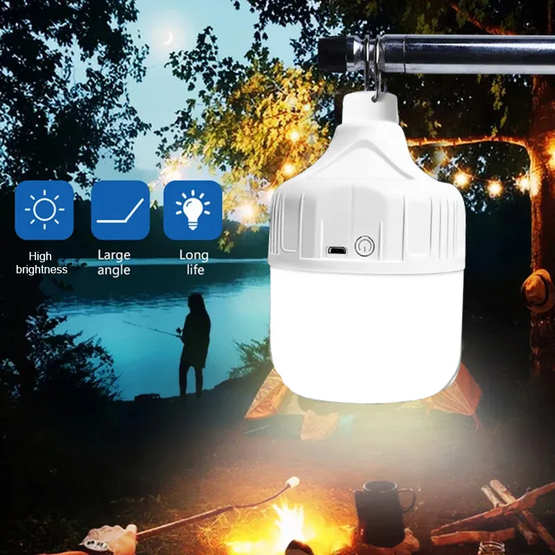 Portable USB Rechargeable LED Pendant Light High Brightness Waterproof Outdoor Lamp for Camping Fishing Emergency Night Lighting