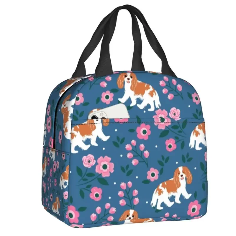 Cavalier King  Spaniel Playing In Garden Insulated Lunch Bag for Leakproof Pet Dog Thermal Cooler Bento Box Kids School