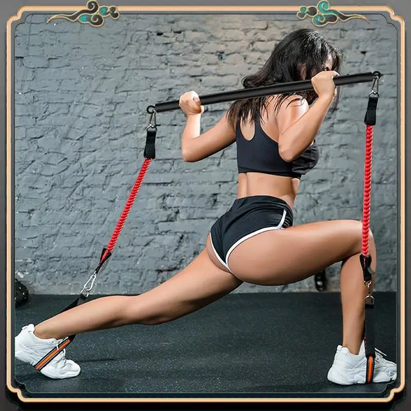 

Premium Detachable Resistance Bands Bar 42 Inches Chest Weighted Workout Bar Stick Max Load 800Lb For Gym, Fitness, Home