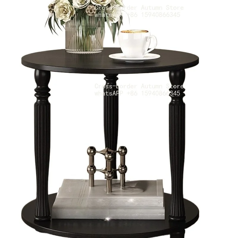 Double solid wood bedside table medieval small sofa side cabinet round corner table living room bedroom coffee small