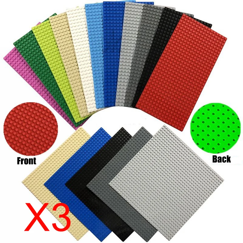 3PCS Bricks Baseplate 32x32 16x32 Dots Plastic Base Plates Compatible MOC Building Block Toys 10 in Classical Multi Color 10 IN