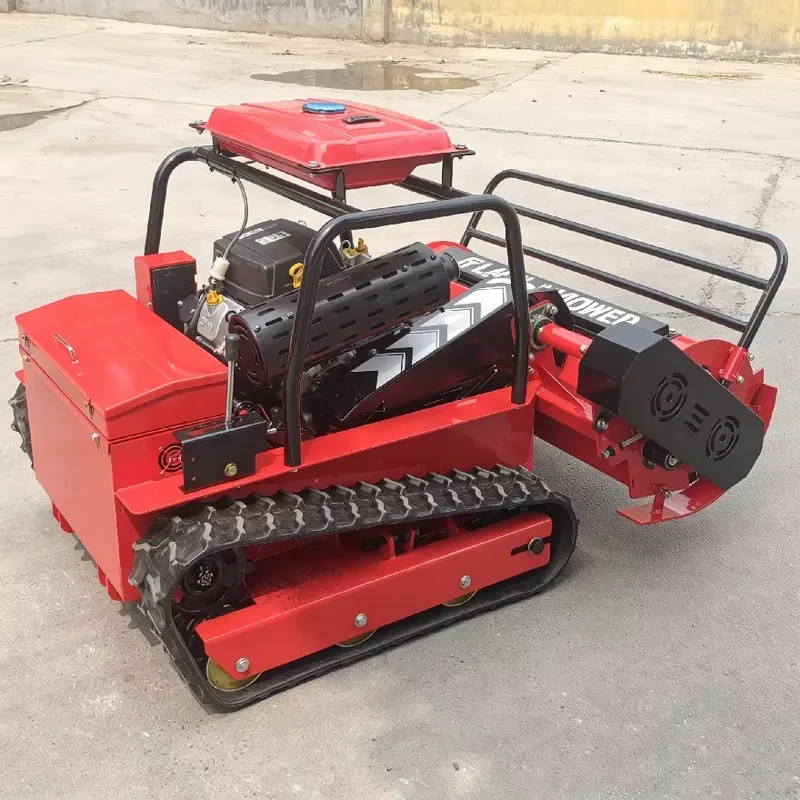 Twin Cylinder Engine Remote Control Flail Mower Tracked Brush Cutter for Heavy Grass and Rough Terrain