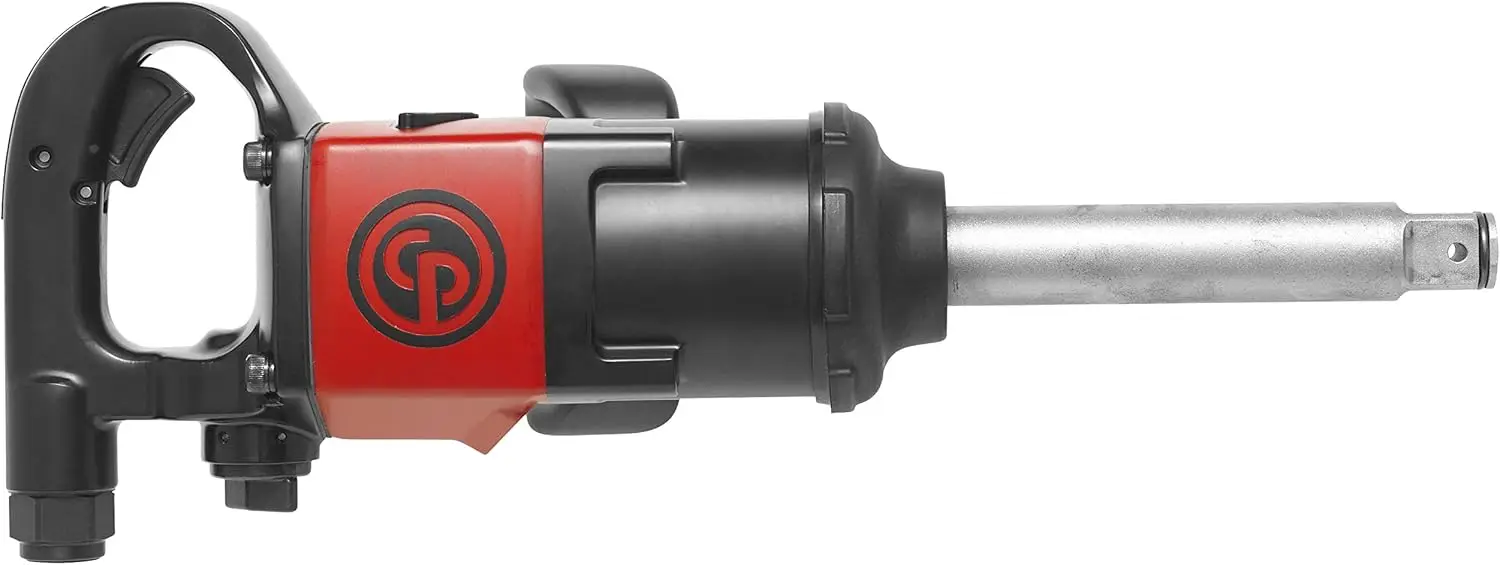 Air Impact Wrench (1 Inch), 6 Inch Ext. Anvil, Air Gun Industrial Repair & Assembly Tool, D-Handle, Pinless Rocking Dog