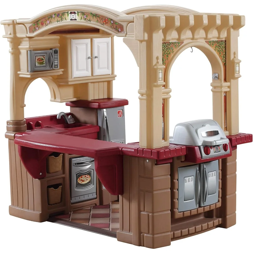 Grand Walk-In Kitchen & Grill for Kids, Indoor/Outdoor Playset, Ages 2+ Years Old, 103 Piece Toy Accessory Set