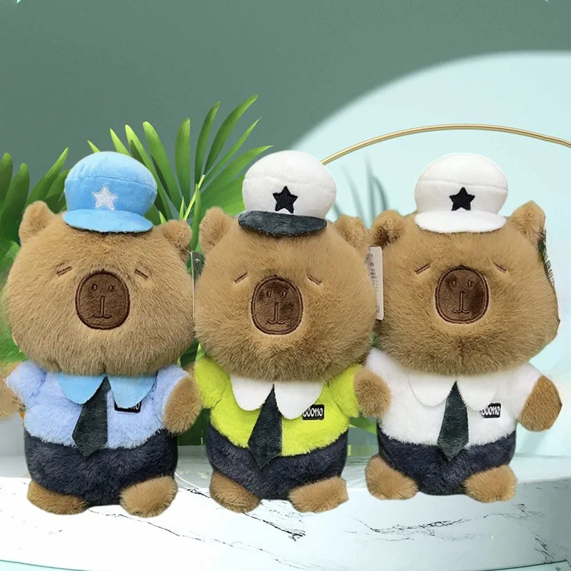 

Набор плюшевых игрушек «Милые капибары» в униформе: мягкие куклы-животные в стиле полиции и флота, декоративный подарок для коллекции и семьи