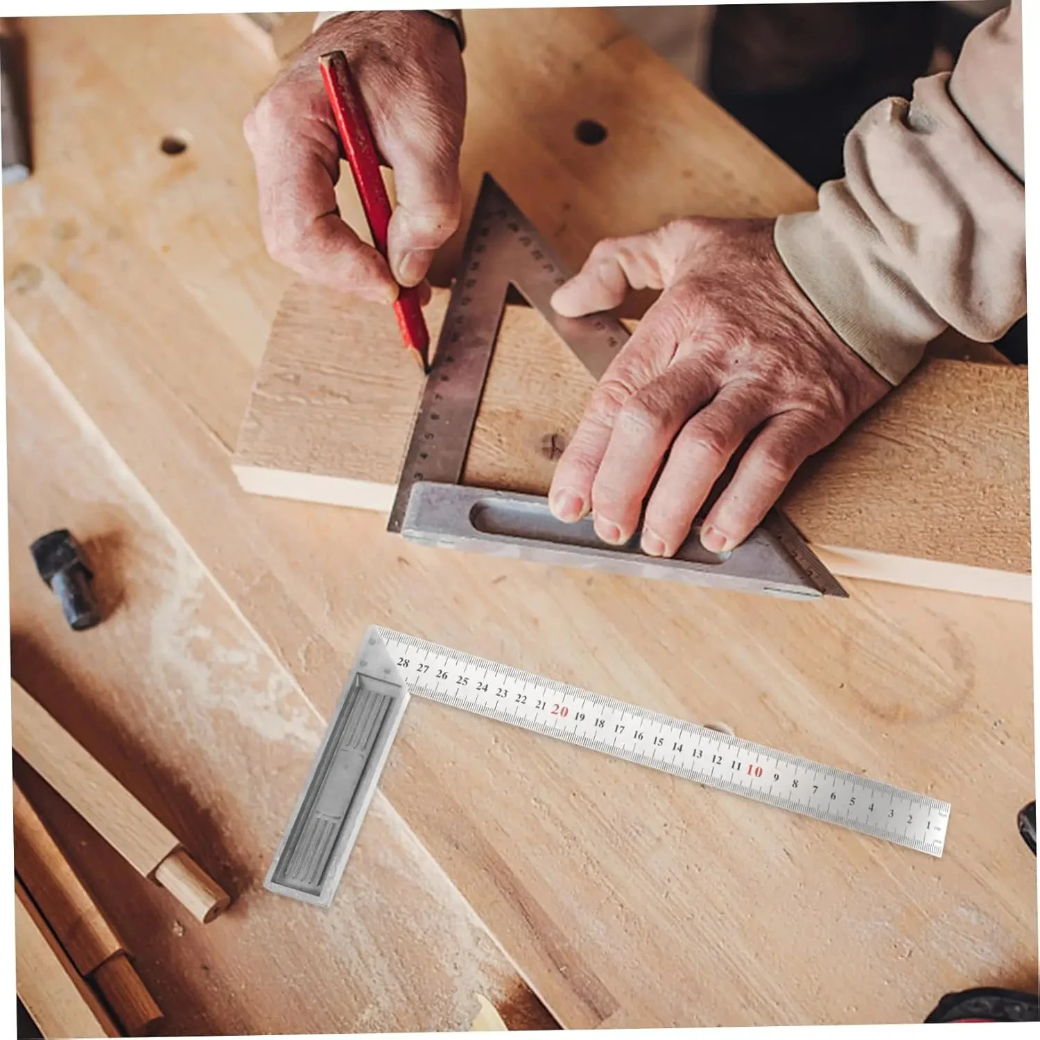 300/500mm Aluminum Alloy Square Ruler Right Angle 90° Turning Ruler Woodworking Ruler Steel Turning Ruler Measuring Tools Gauge image 5