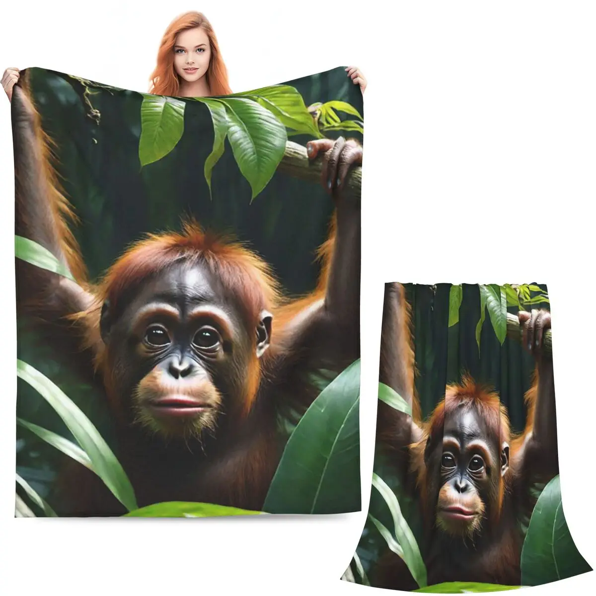 Gorilla Face Print Blanket Soft Warm Flannel Throw Blanket Bedspread for Bed Living room Picnic Travel Home Couch