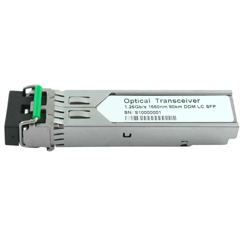 1.25G SFP Transceiver Module 1000BASE 1550nm Singlemode 80KM LC DDM Gigabit SM Dual Fiber Duplex SFP Switch Transceiver